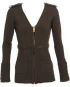 Burberry Prorsum Cardigan with Zip Waist Detail - Lyst