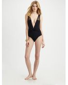 Oscar de la Renta Ruffled Deep-v One-piece Swimsuit - Lyst