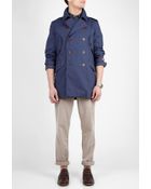 PS by Paul Smith Dark Blue Washed Cotton Summer Pea Coat - Lyst