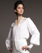 Ralph Lauren Lace-yoke Linen Blouse - Lyst