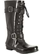BCBGMAXAZRIA Black Rubber Willis Lace-up Rainboots - Lyst
