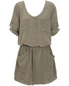 Club Monaco Silk Cargo Dress - Lyst