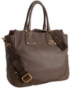 Prada Stone Deerskin Leather Shopping Tote - Lyst