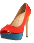 Charlotte Olympia Colorblock Satin Pump - Lyst