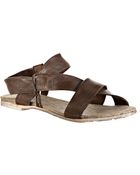 Alberto Fermani Dark Brown Leather Flat Sandals - Lyst