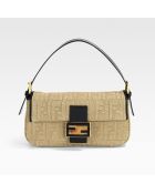 Fendi Linen Zucca Baguette Shoulder Bag - Lyst