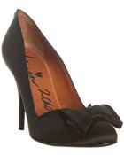Lanvin Black Satin Bow Pumps - Lyst