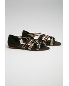 Loeffler Randall Lila Flat Sandal in Black/gold - Lyst