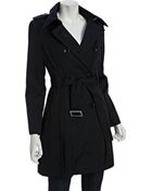 MICHAEL Michael Kors Black Cotton Blend Pleated Trench - Lyst