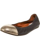 Lanvin Metallic-cap-toe Ballerina - Lyst