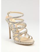 Jimmy Choo Suede & Crystal Strappy Sandals - Lyst