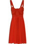 Zac Posen Pleated Satin-jersey Dress - Lyst