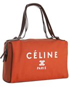 Celine Poppy Canvas and Leather Logo Print Boston Bag - Lyst