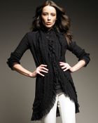 Jean Paul Gaultier Lace Ruffle Cardigan, Black - Lyst