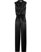 Saint Laurent Belted Silk-Satin Jumpsuit - Lyst