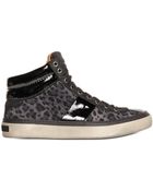Jimmy Choo Leopard Printed Suede Sneakers - Lyst