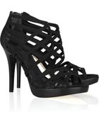 Stuart Weitzman Suede Cage Sandals - Lyst