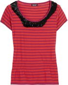 Sonia By Sonia Rykiel Sequin-collar Striped Cotton Top - Lyst