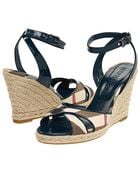 Burberry Check Patent Leather Wedge Espadrille - Lyst