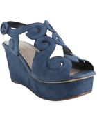 Prada Sky Blue Suede Swirl Cutout Platform Sandals - Lyst