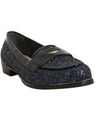Miu Miu Blue Glitter Patent Penny Loafers - Lyst