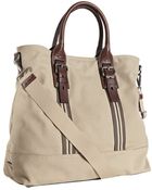 Prada Rope Canvas Leather Trim Large Tote - Lyst