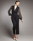 Saint Laurent Sheer-sleeve Tuxedo Jumpsuit - Lyst