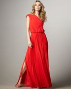 Halston Heritage One-shoulder Pleated Dress - Lyst