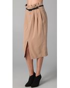Catherine Malandrino Belted Pencil Skirt - Lyst