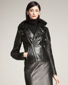 Ralph Lauren Shearling-collar Motorcycle Jacket - Lyst