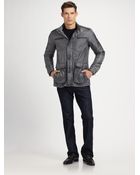 Versace Leather-trim Car Coat - Lyst