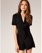 ASOS Collection Asos Pussybow Playsuit - Lyst