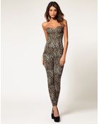 ASOS Collection Asos Bandeau Leopard Jumpsuit - Lyst