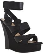 L.a.m.b. Black Leather and Fabric Kapono Strap Wedges - Lyst