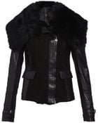 Patrizia Pepe Shearling and Leather Biker Jacket - Lyst