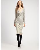 Donna Karan New York Sequined Cashmere Cowlneck Top - Lyst