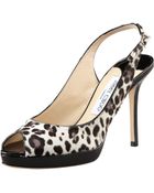 Jimmy Choo Leopard-print Platform Slingback - Lyst