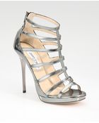Jimmy Choo Strappy Mirrored Leather Sandals - Lyst