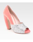 Miu Miu Glitter and Suede Pumps - Lyst