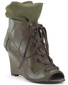 7 For All Mankind Madelyn Olive Peep Toe Bootie - Lyst