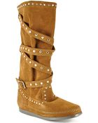 Minnetonka Tall Studded Strap Boot - Lyst