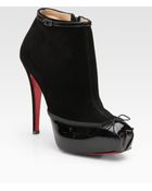 Christian Louboutin Suede and Patent Leather Ankle Boots - Lyst