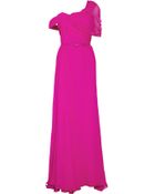 Oscar de la Renta Asymmetric Draped Silk-chiffon Gown - Lyst
