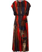 Oscar de la Renta Brushstroke-print Silk-satin Dress - Lyst
