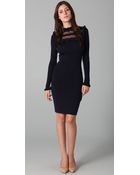 RED Valentino Long Sleeve Knit Dress with Lace Detail - Lyst