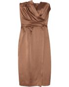 Alberta Ferretti Draped Hammered-silk Dress - Lyst