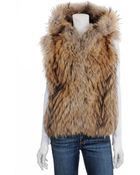 Scoop Hooded Fur Vest - Lyst