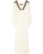 Amanda Wakeley Embellished Draped Silk-chiffon Gown - Lyst
