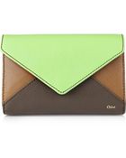 Chloé Color-block Leather Envelope Clutch - Lyst