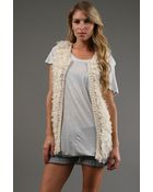 Sena Loop Fringe Vest in Cream - Lyst